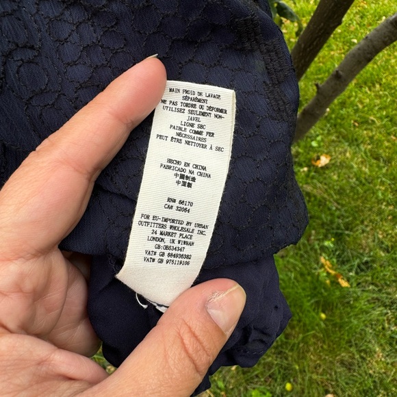 FREE PEOPLE Wherever You Go Black Navy Crochet & Lace Mini Tunic Dress, Sz 12 - Picture 16 of 16